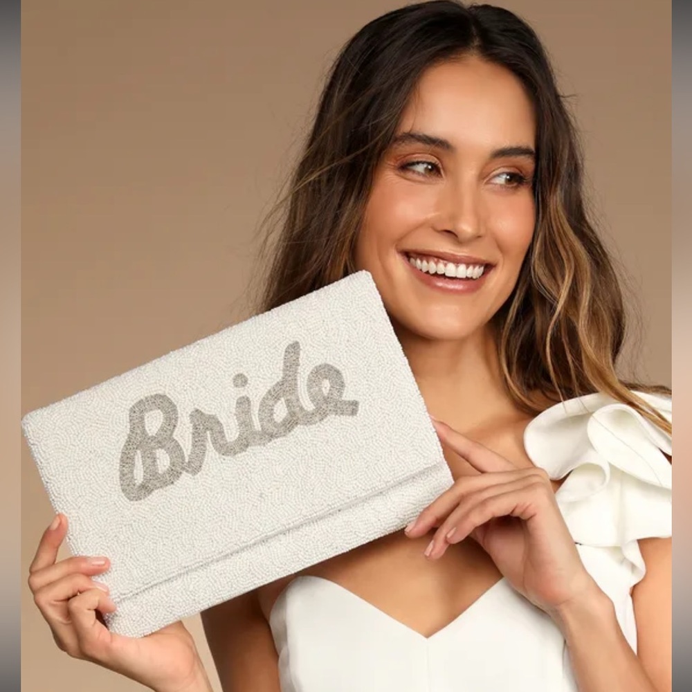 Lulus | Bride Clutch Bride To Bead White Beaded Clutch White Bridal Gift